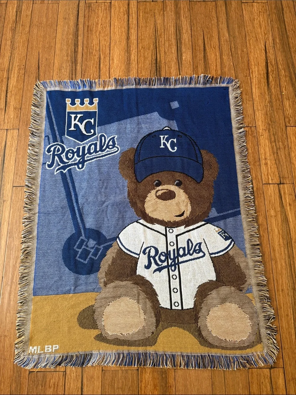 Kansas City Royals Tapestry Blanket Throw Teddy Bear 36x46 Baseball MLB Bedding